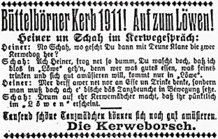 Büttelbörner Kerb 1911! Auf zum Löwen!